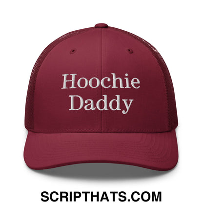 Hoochie Daddy Embroidered Mesh Trucker Hat Cranberry