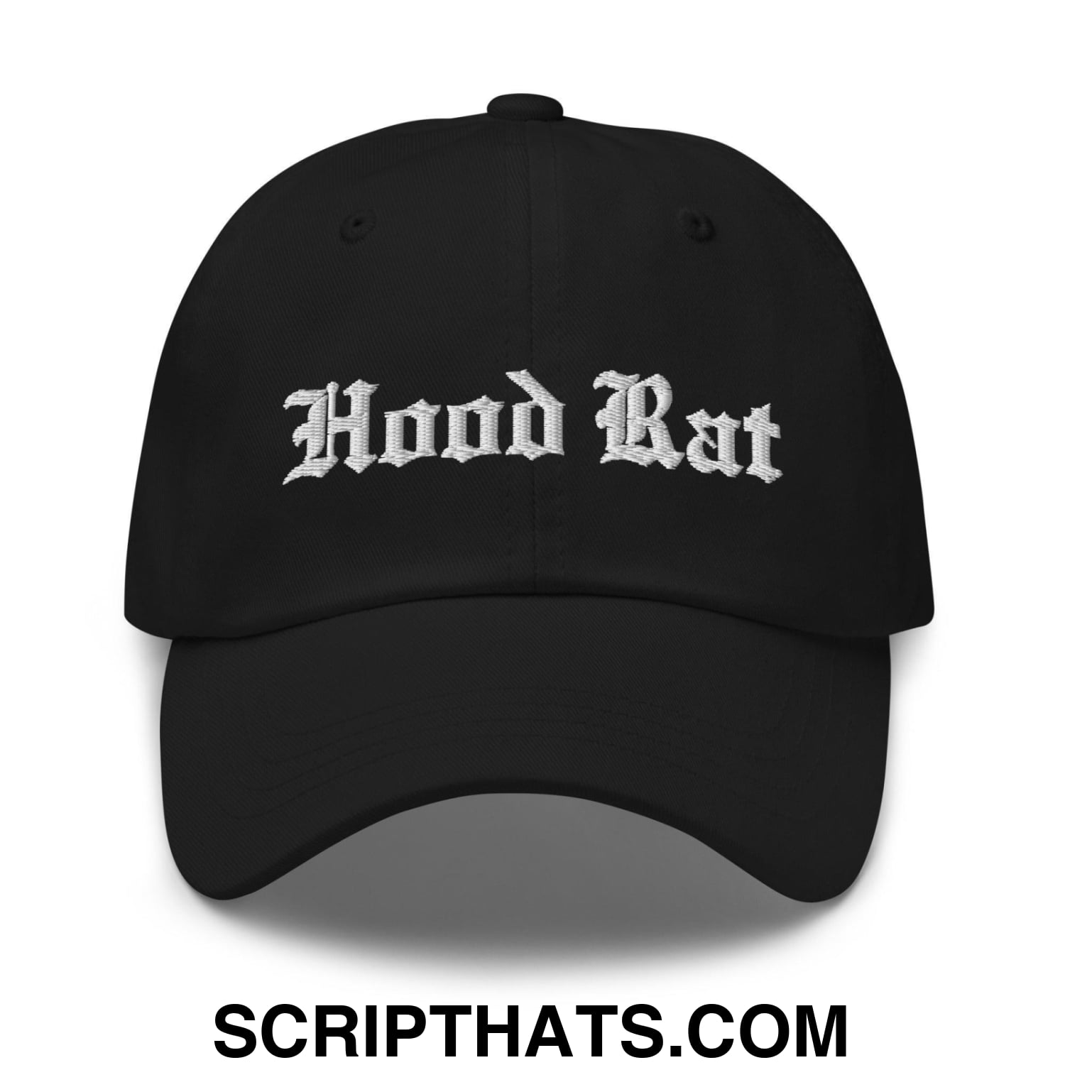 Hood Rat OG Old English Embroidered Unstructured Dad Hat Black