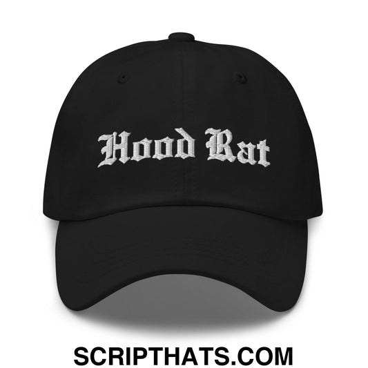 Hood Rat OG Old English Embroidered Unstructured Dad Hat Black