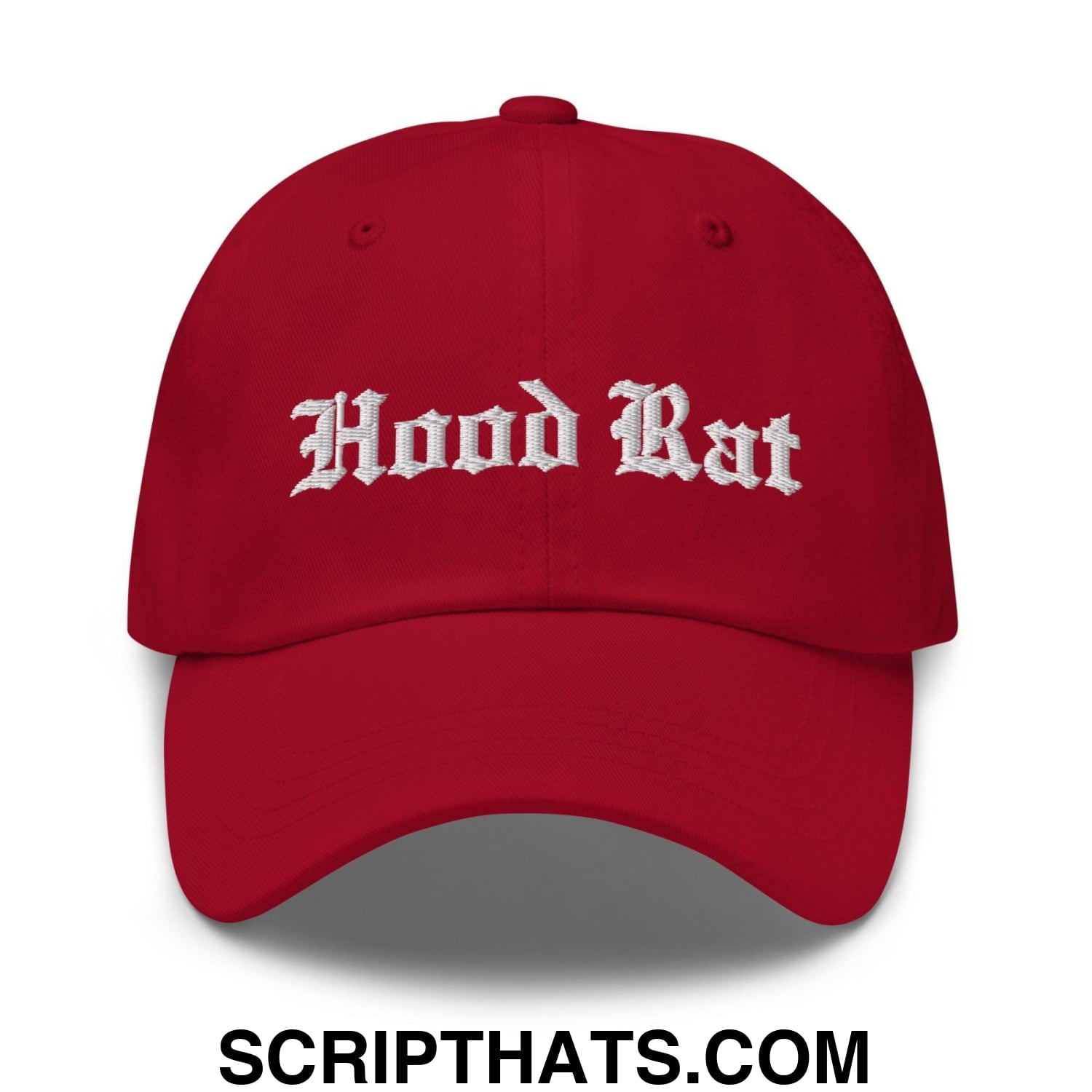 Hood Rat OG Old English Embroidered Unstructured Dad Hat Cranberry