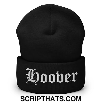 Hoover Old English Embroidered Knit Cuffed Beanie Black