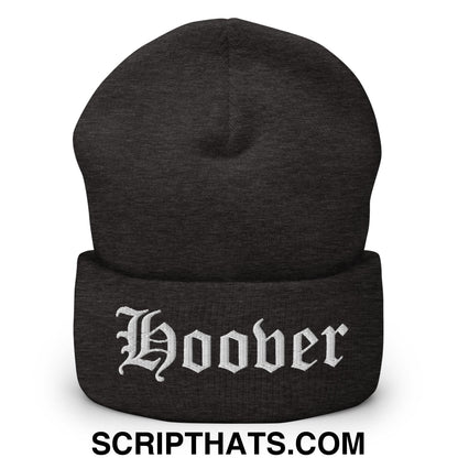 Hoover Old English Embroidered Knit Cuffed Beanie Dark Grey