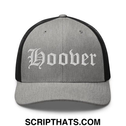 Hoover Old English Embroidered Mesh Trucker Hat Heather Black