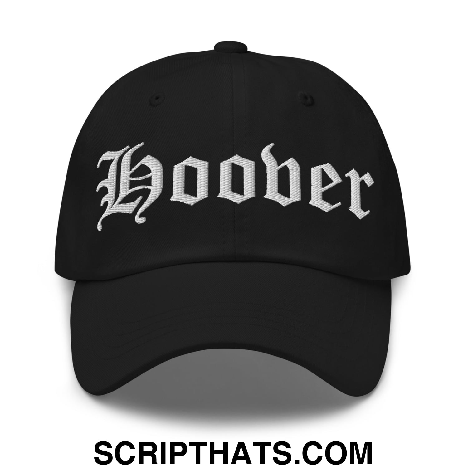 Hoover Old English Embroidered Unstructured Dad Hat Black