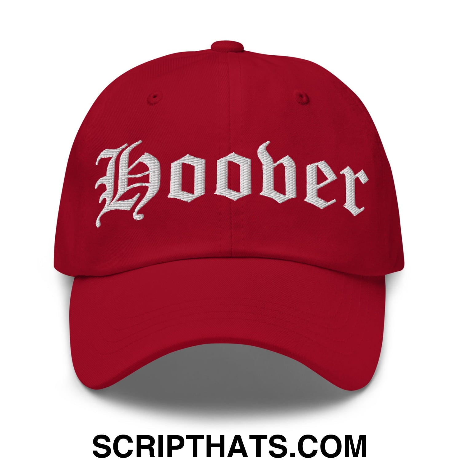 Hoover Old English Embroidered Unstructured Dad Hat Cranberry