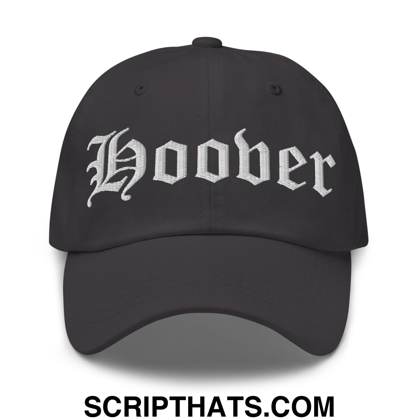 Hoover Old English Embroidered Unstructured Dad Hat Dark Grey