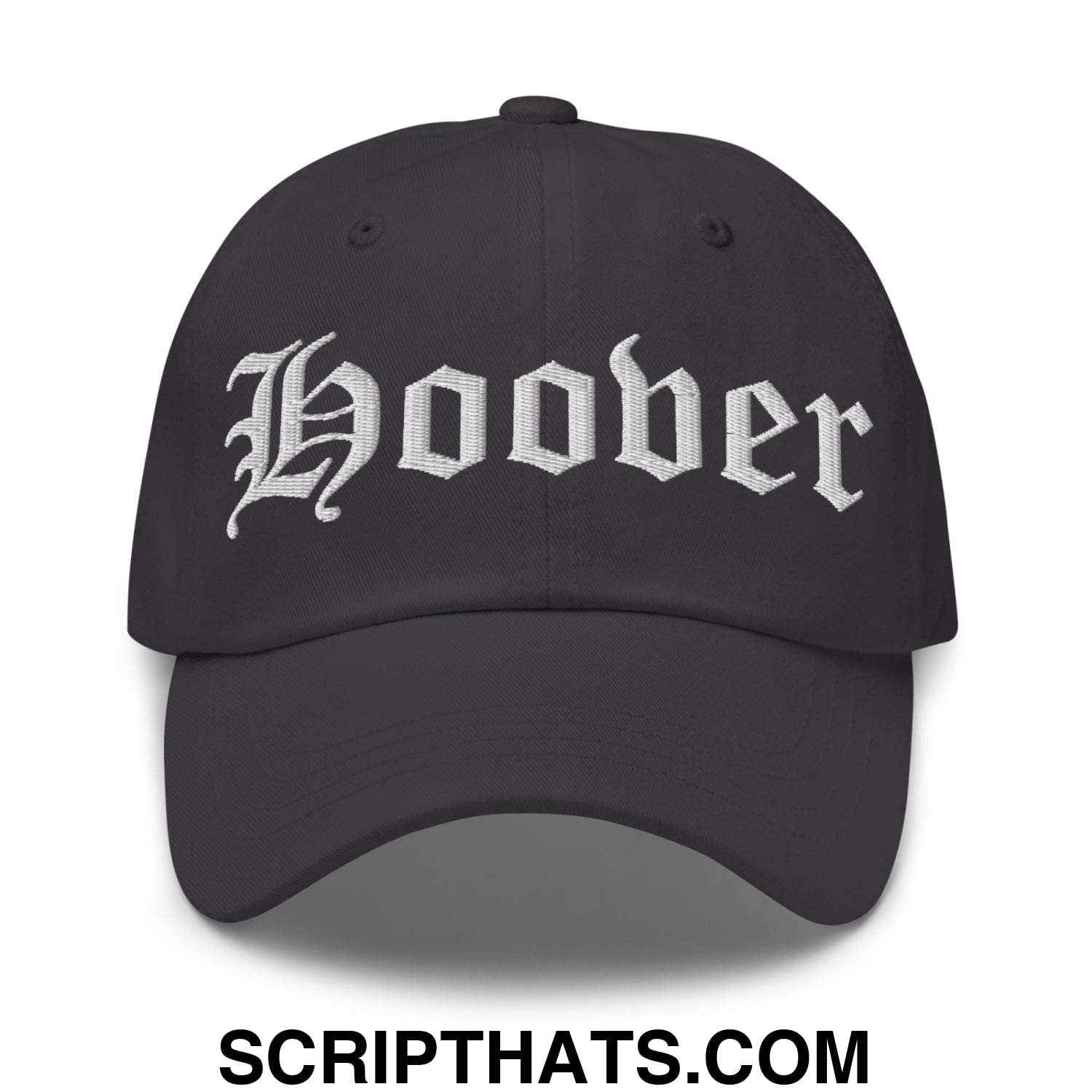 Hoover Old English Embroidered Unstructured Dad Hat Dark Grey
