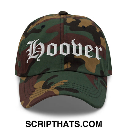 Hoover Old English Embroidered Unstructured Dad Hat Green Camo