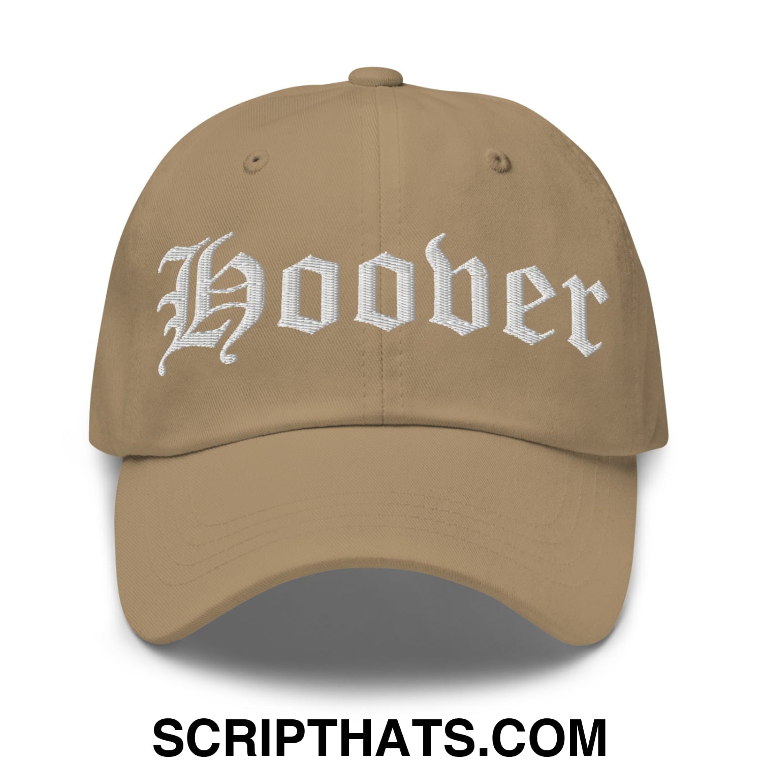 Hoover Old English Embroidered Unstructured Dad Hat Khaki