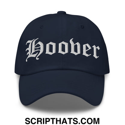 Hoover Old English Embroidered Unstructured Dad Hat Navy