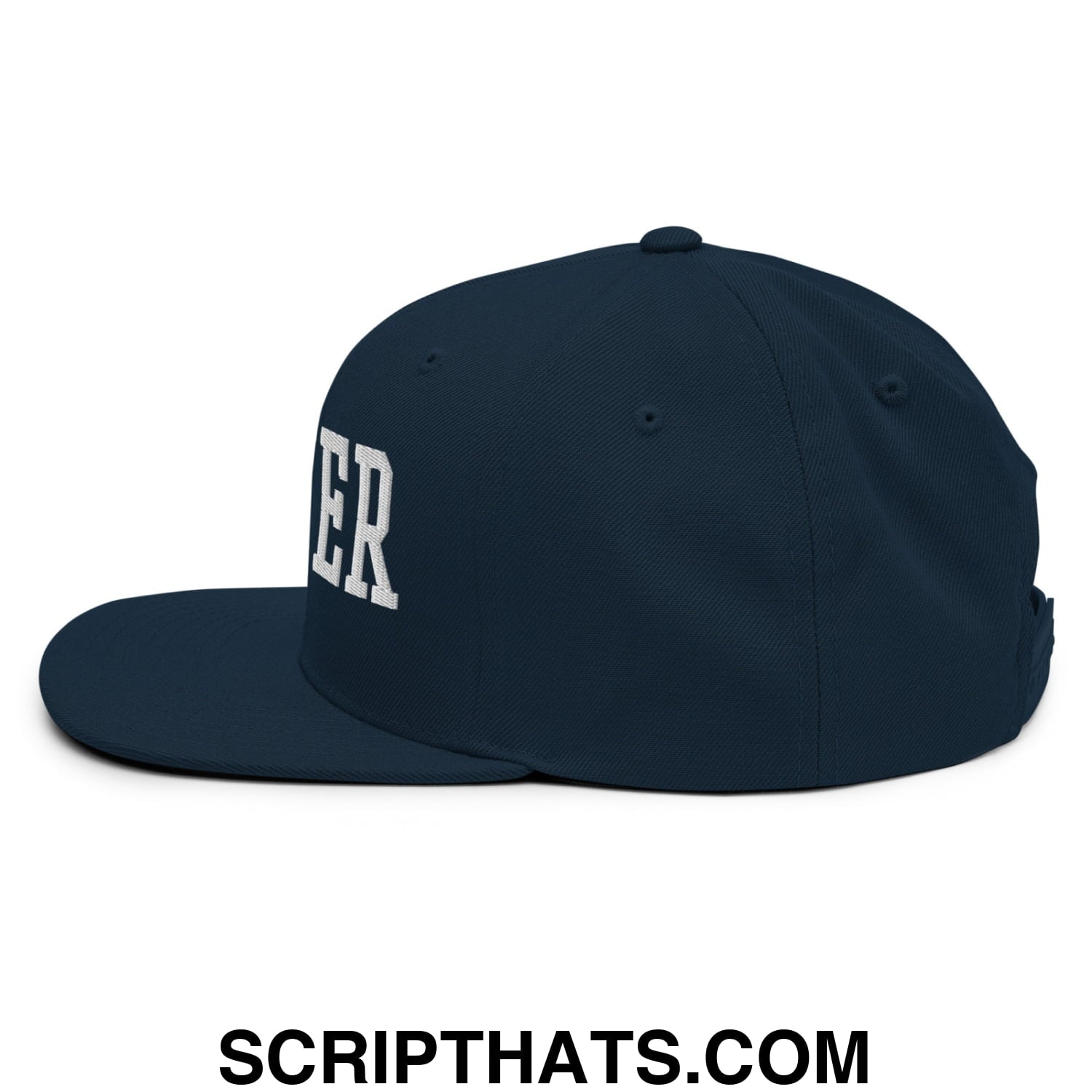 Hoover Varsity College Block Embroidered Flat Bill Brim Snapback Hat Dark Navy
