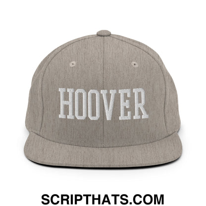Hoover Varsity College Block Embroidered Flat Bill Brim Snapback Hat Heather Grey