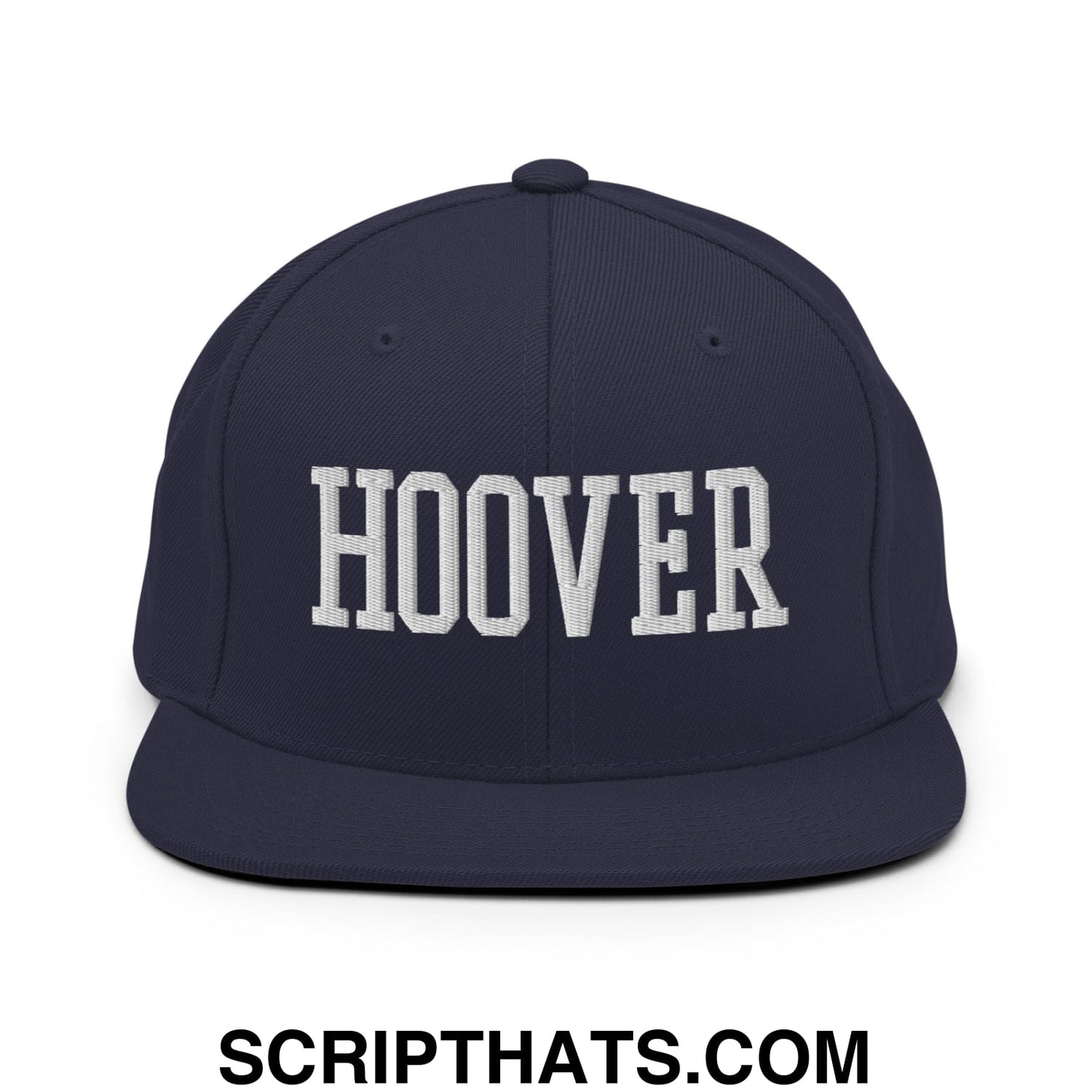 Hoover Varsity College Block Embroidered Flat Bill Brim Snapback Hat Navy