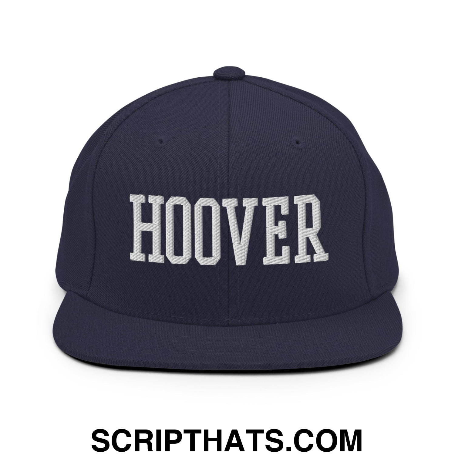 Hoover Varsity College Block Embroidered Flat Bill Brim Snapback Hat Navy