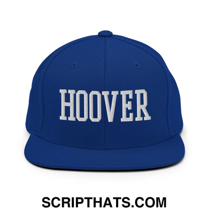 Hoover Varsity College Block Embroidered Flat Bill Brim Snapback Hat Royal Blue