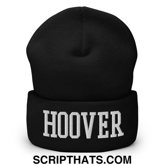 Hoover Varsity College Block Embroidered Knit Cuffed Beanie Black
