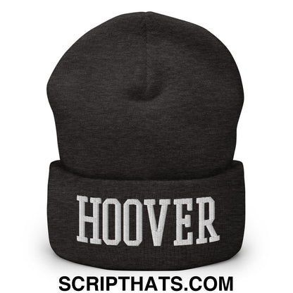 Hoover Varsity College Block Embroidered Knit Cuffed Beanie Dark Grey
