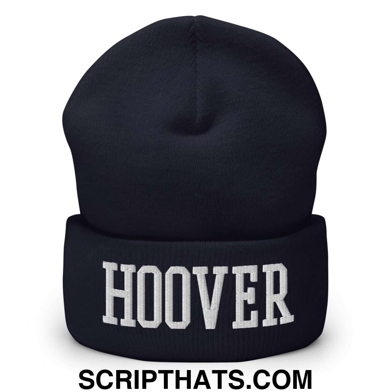Hoover Varsity College Block Embroidered Knit Cuffed Beanie Navy