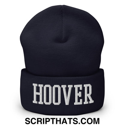 Hoover Varsity College Block Embroidered Knit Cuffed Beanie Navy