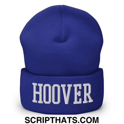 Hoover Varsity College Block Embroidered Knit Cuffed Beanie Royal