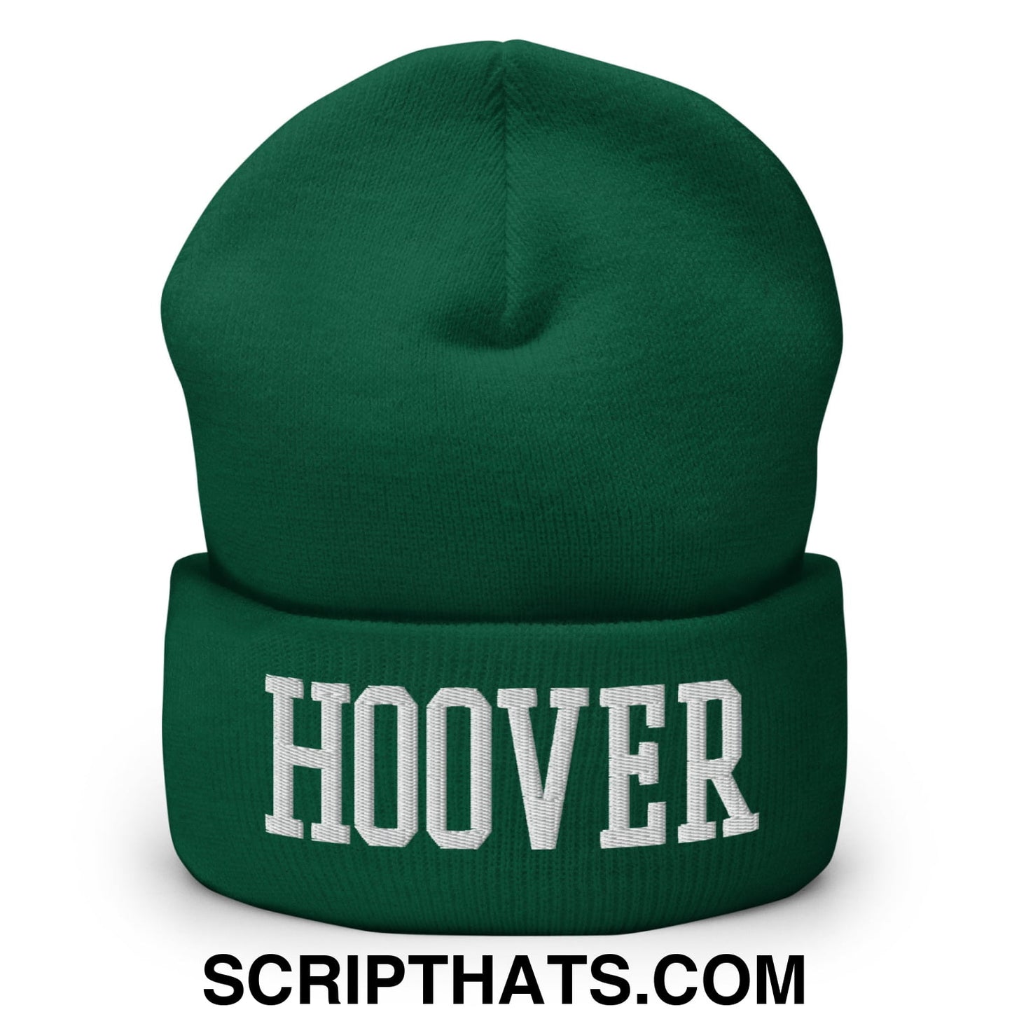 Hoover Varsity College Block Embroidered Knit Cuffed Beanie Spruce