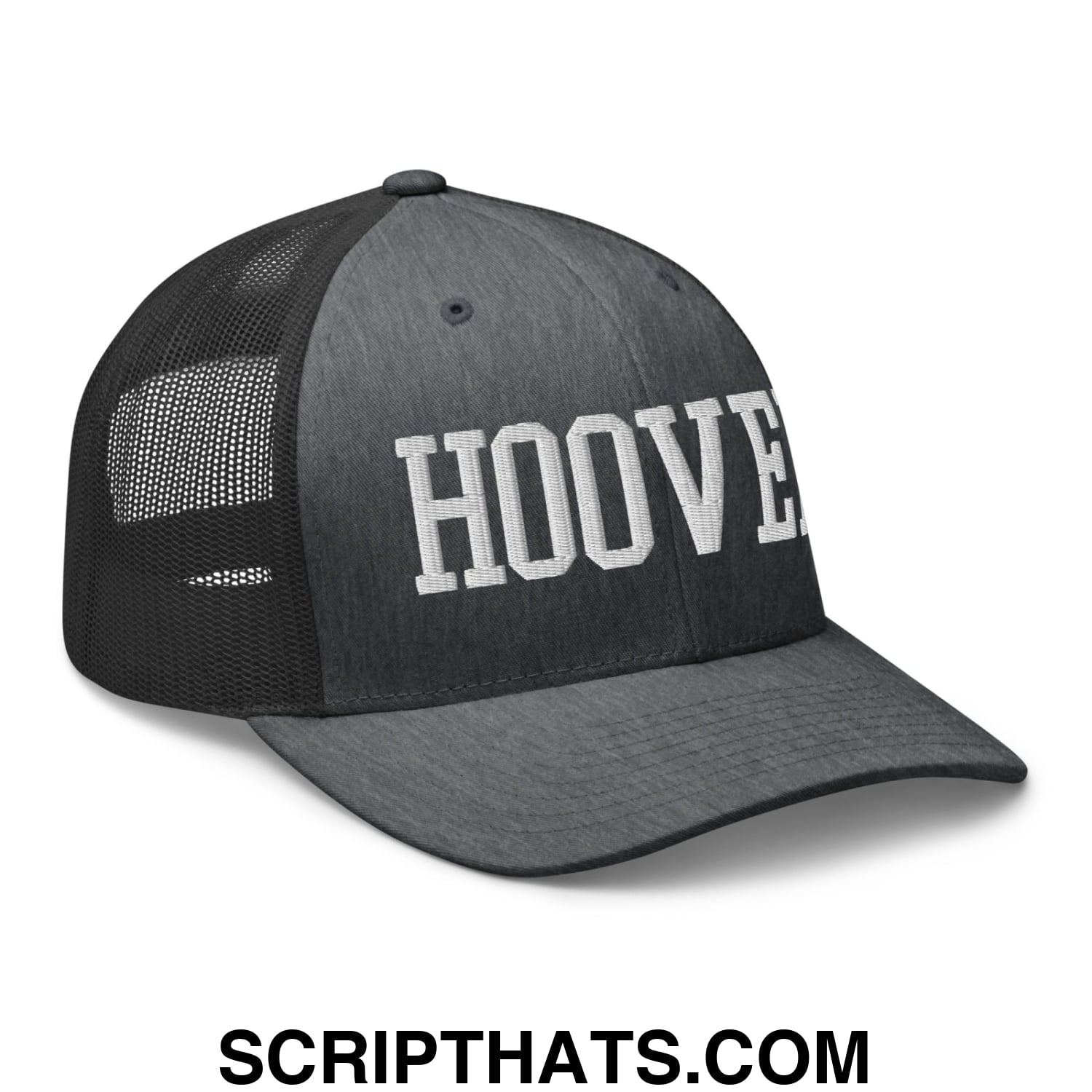 Hoover Varsity College Block Embroidered Mesh Trucker Hat Dark Heather Gray