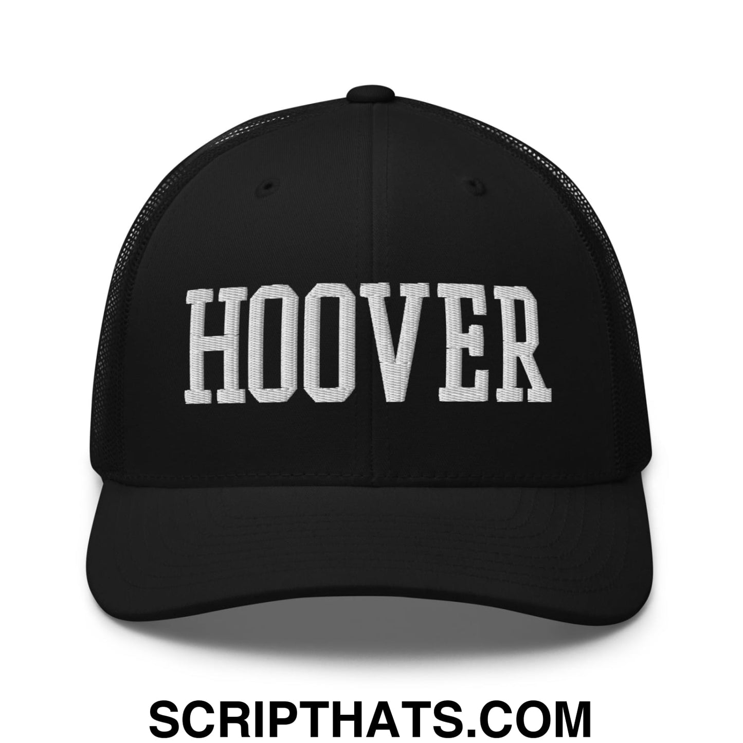 Hoover Varsity College Block Embroidered Mesh Trucker Hat Black