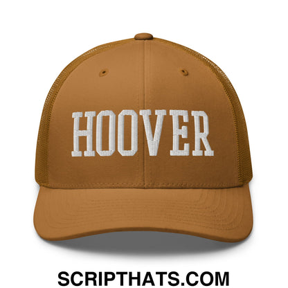 Hoover Varsity College Block Embroidered Mesh Trucker Hat Caramel