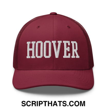 Hoover Varsity College Block Embroidered Mesh Trucker Hat Cranberry