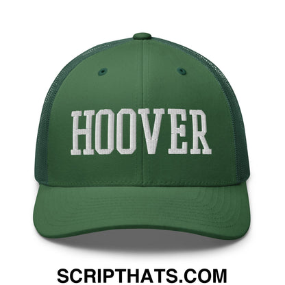 Hoover Varsity College Block Embroidered Mesh Trucker Hat Evergreen