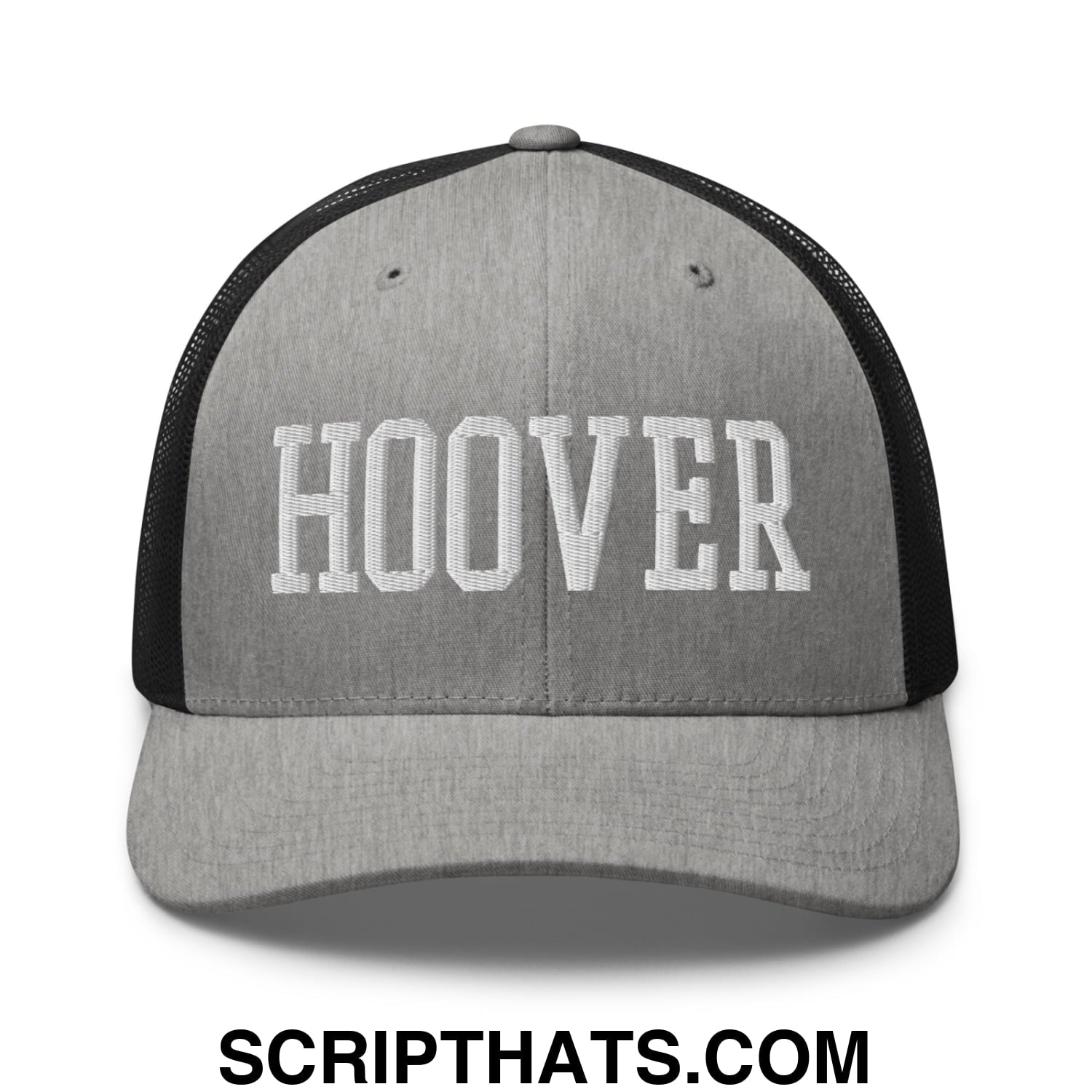 Hoover Varsity College Block Embroidered Mesh Trucker Hat Heather Black