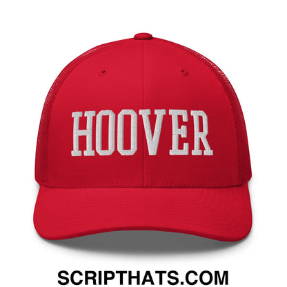 Hoover Varsity College Block Embroidered Mesh Trucker Hat Red