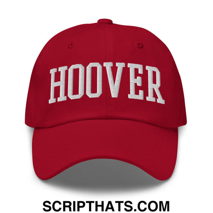 Hoover Varsity College Block Embroidered Unstructured Dad Hat Cranberry