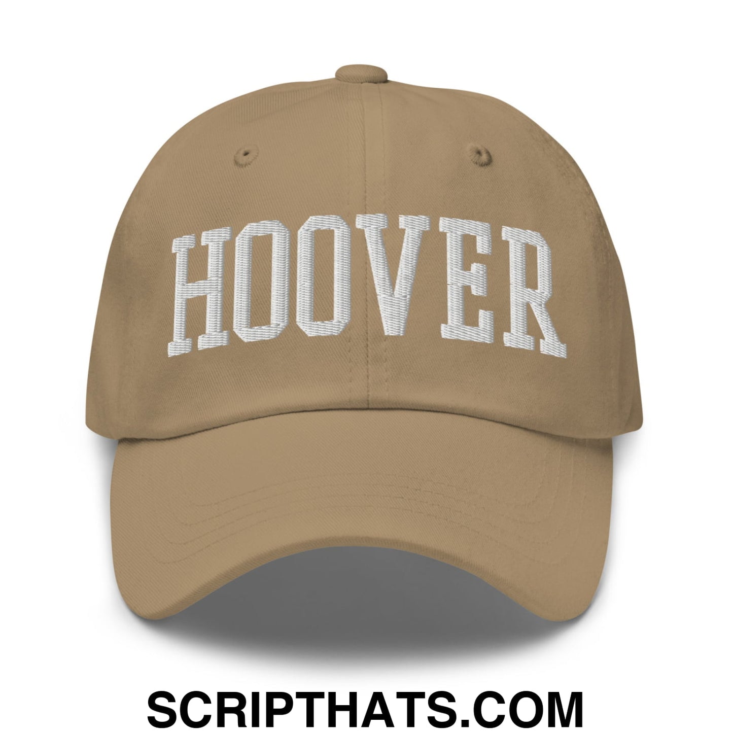 Hoover Varsity College Block Embroidered Unstructured Dad Hat Khaki