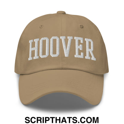 Hoover Varsity College Block Embroidered Unstructured Dad Hat Khaki