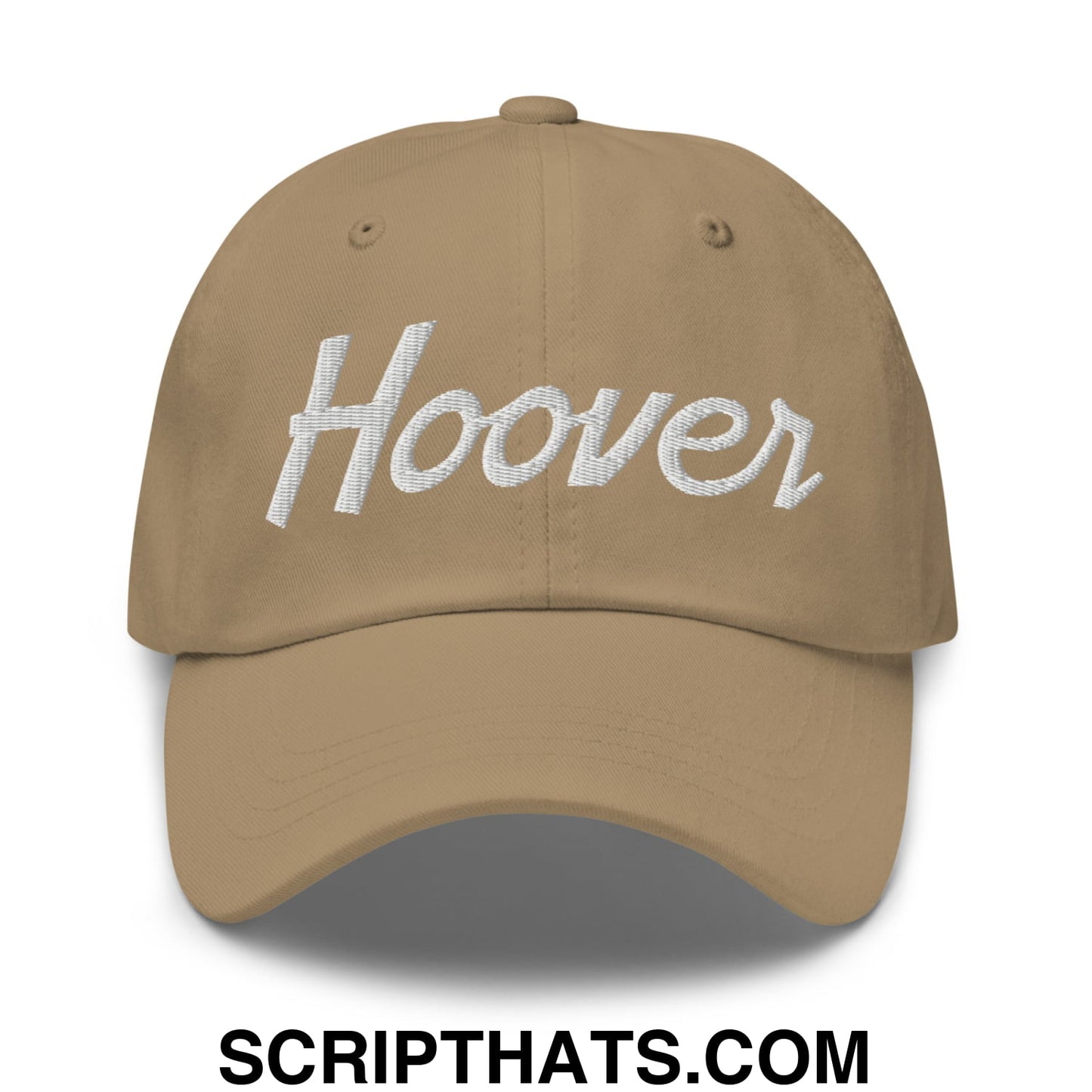 Hoover Vintage Sports Script Embroidered Unstructured Dad Hat Khaki