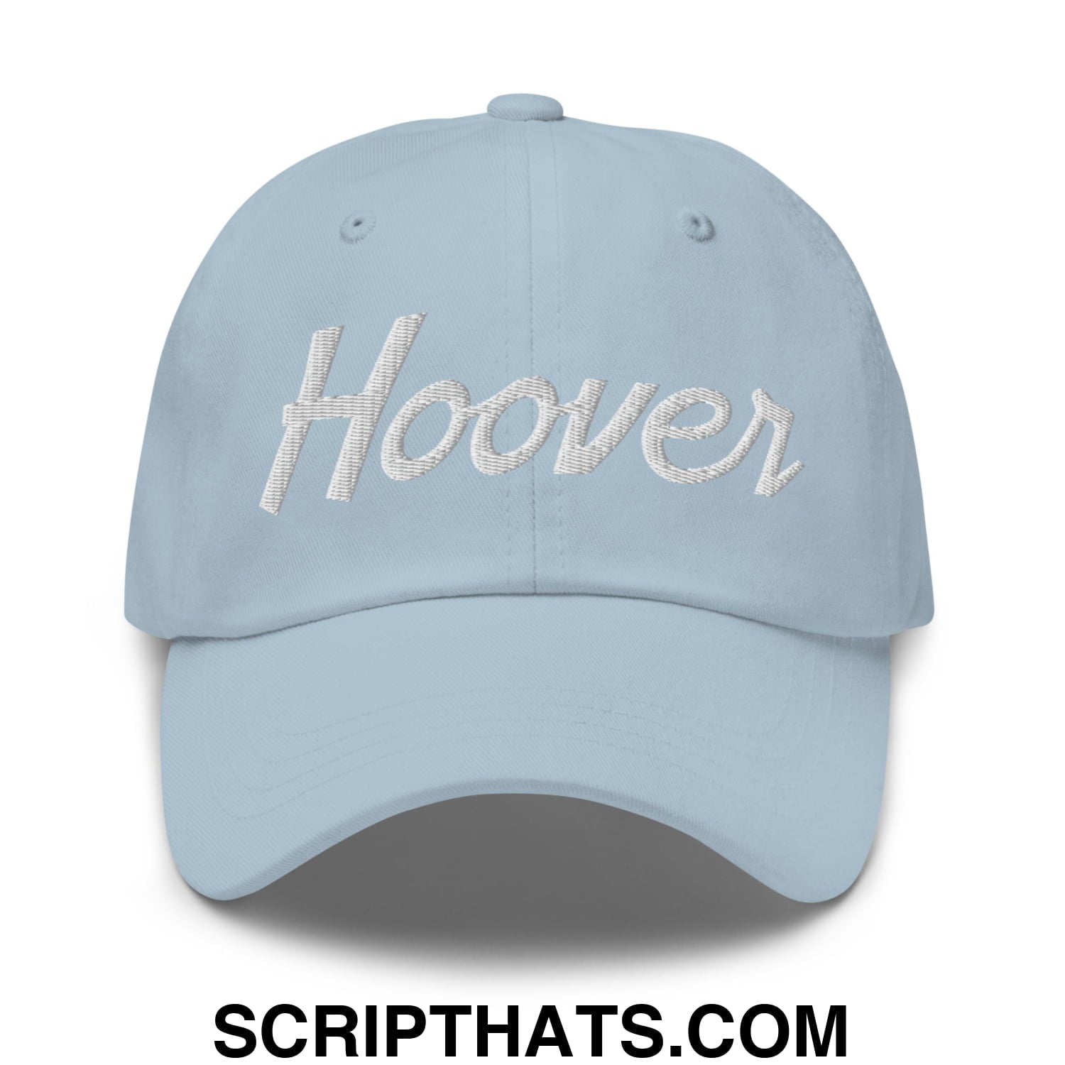 Hoover Vintage Sports Script Embroidered Unstructured Dad Hat Light Blue