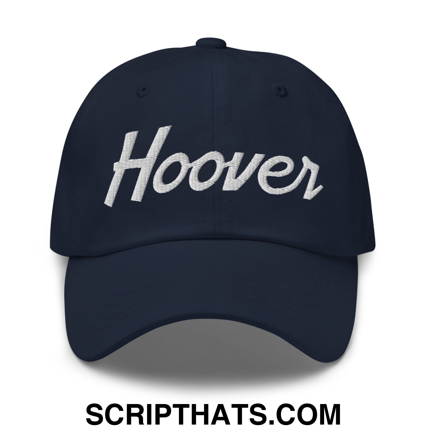 Hoover Vintage Sports Script Embroidered Unstructured Dad Hat Navy