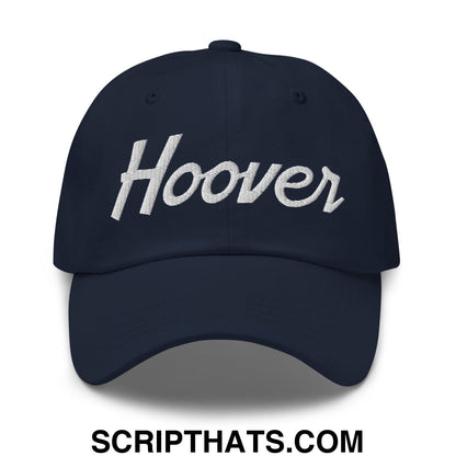 Hoover Vintage Sports Script Embroidered Unstructured Dad Hat Navy