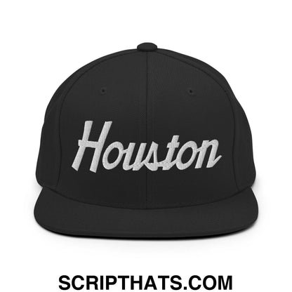 Houston Script Snapback Hat Black