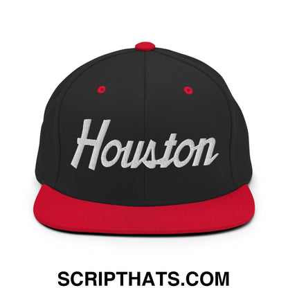 Houston Script Snapback Hat Black Red