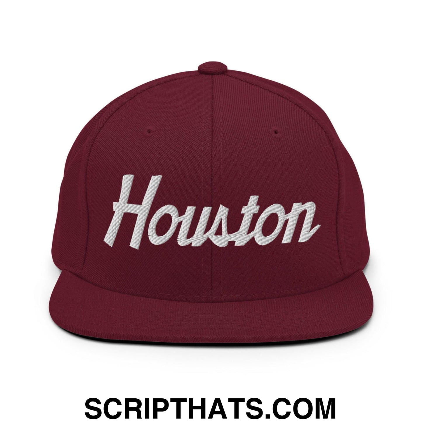 Houston Script Snapback Hat Maroon