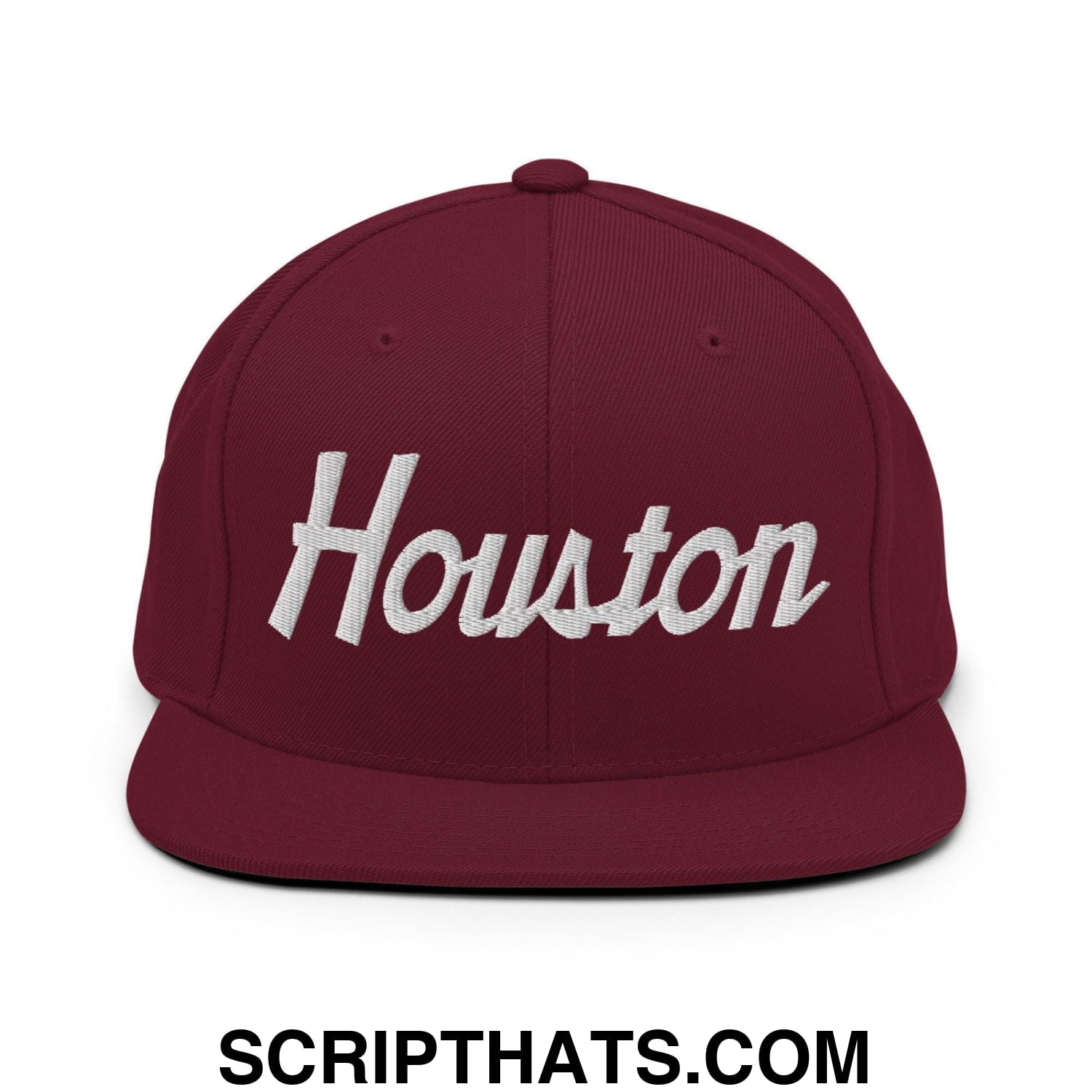 Houston Script Snapback Hat Maroon
