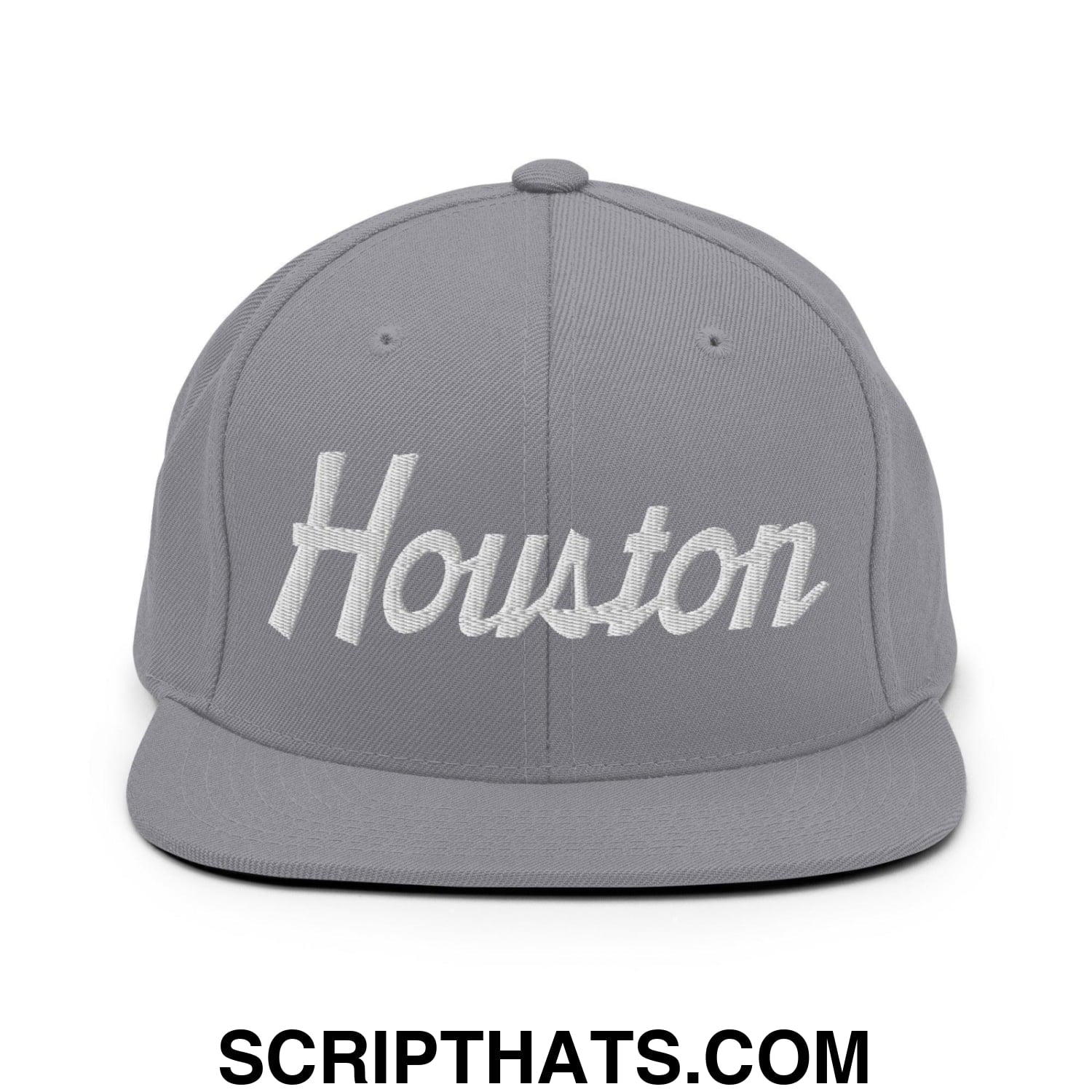 Houston Script Snapback Hat Silver