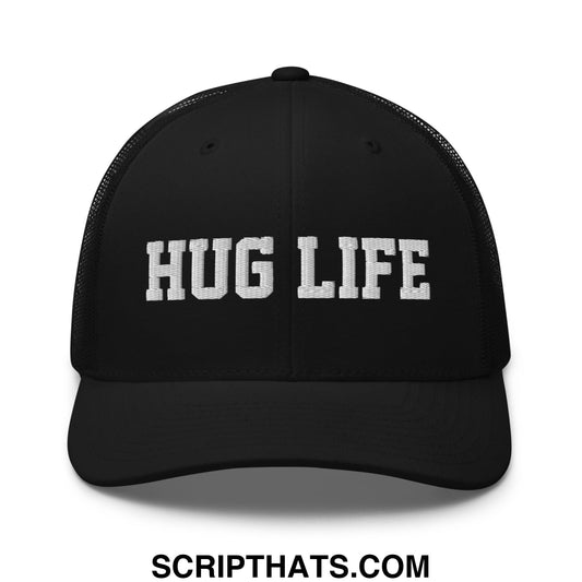 Hug Life Embroidered Mesh Trucker Hat Black