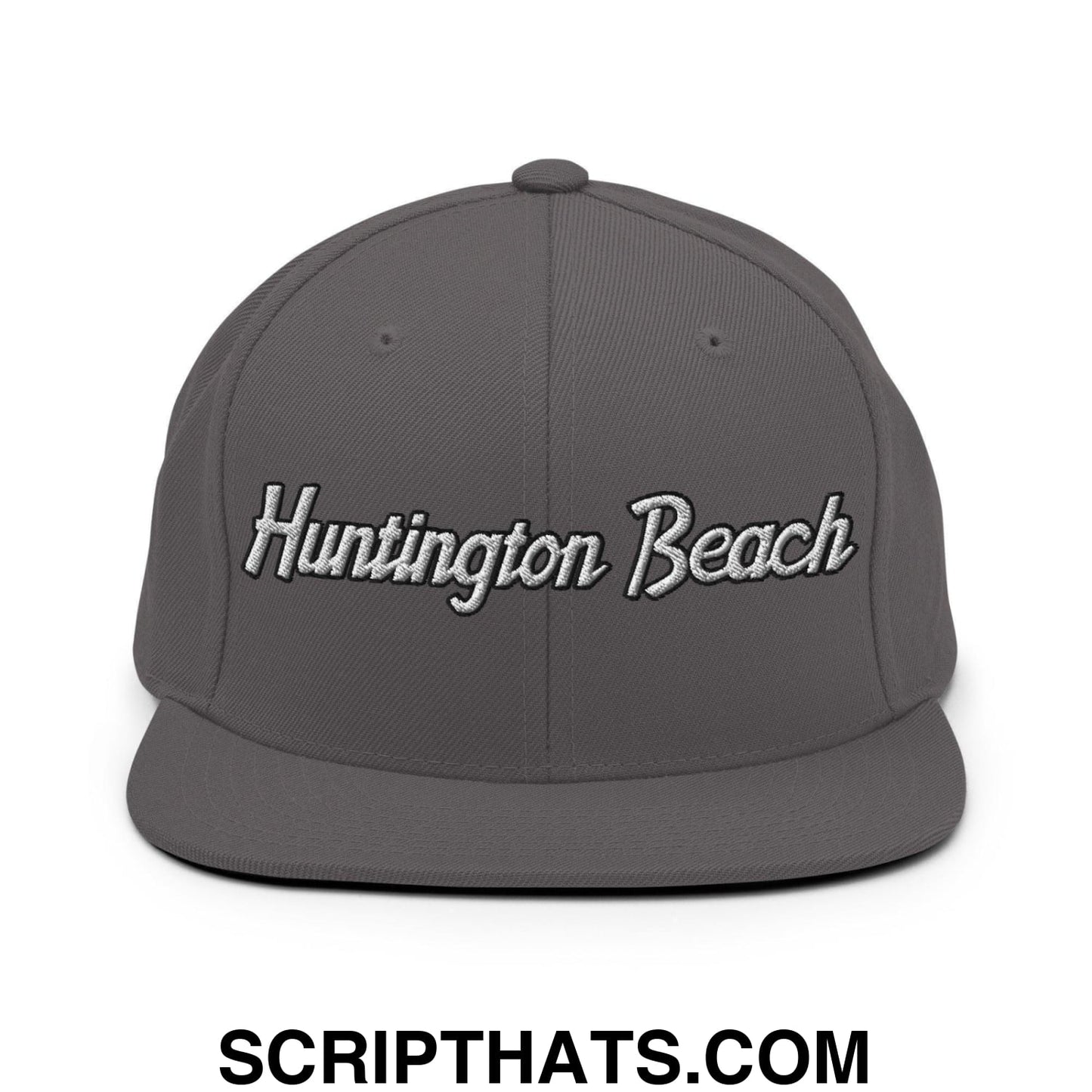 Huntington Beach Script Snapback Hat Dark Grey