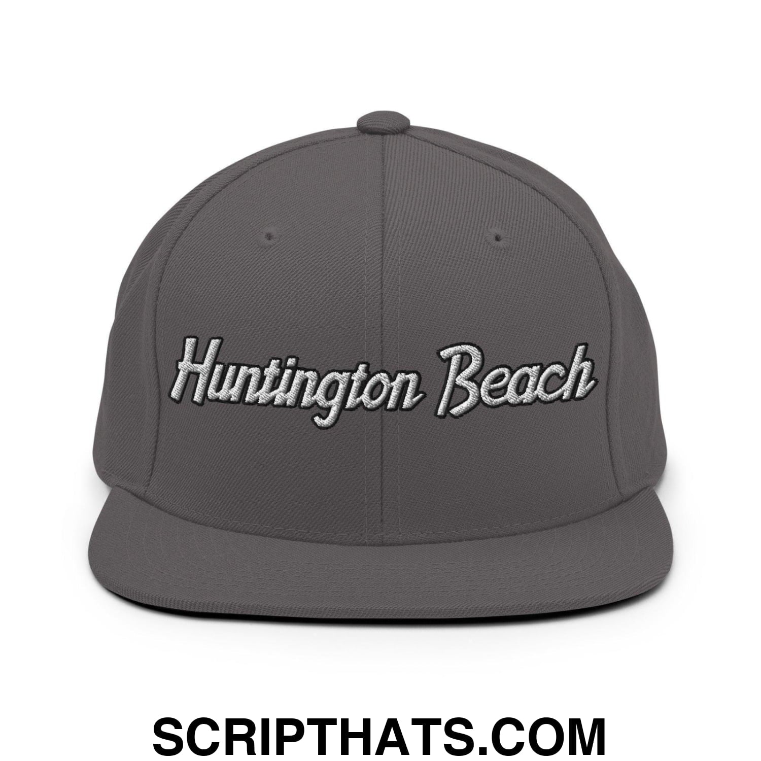Huntington Beach Script Snapback Hat Dark Grey
