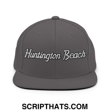 Huntington Beach Script Snapback Hat Dark Grey