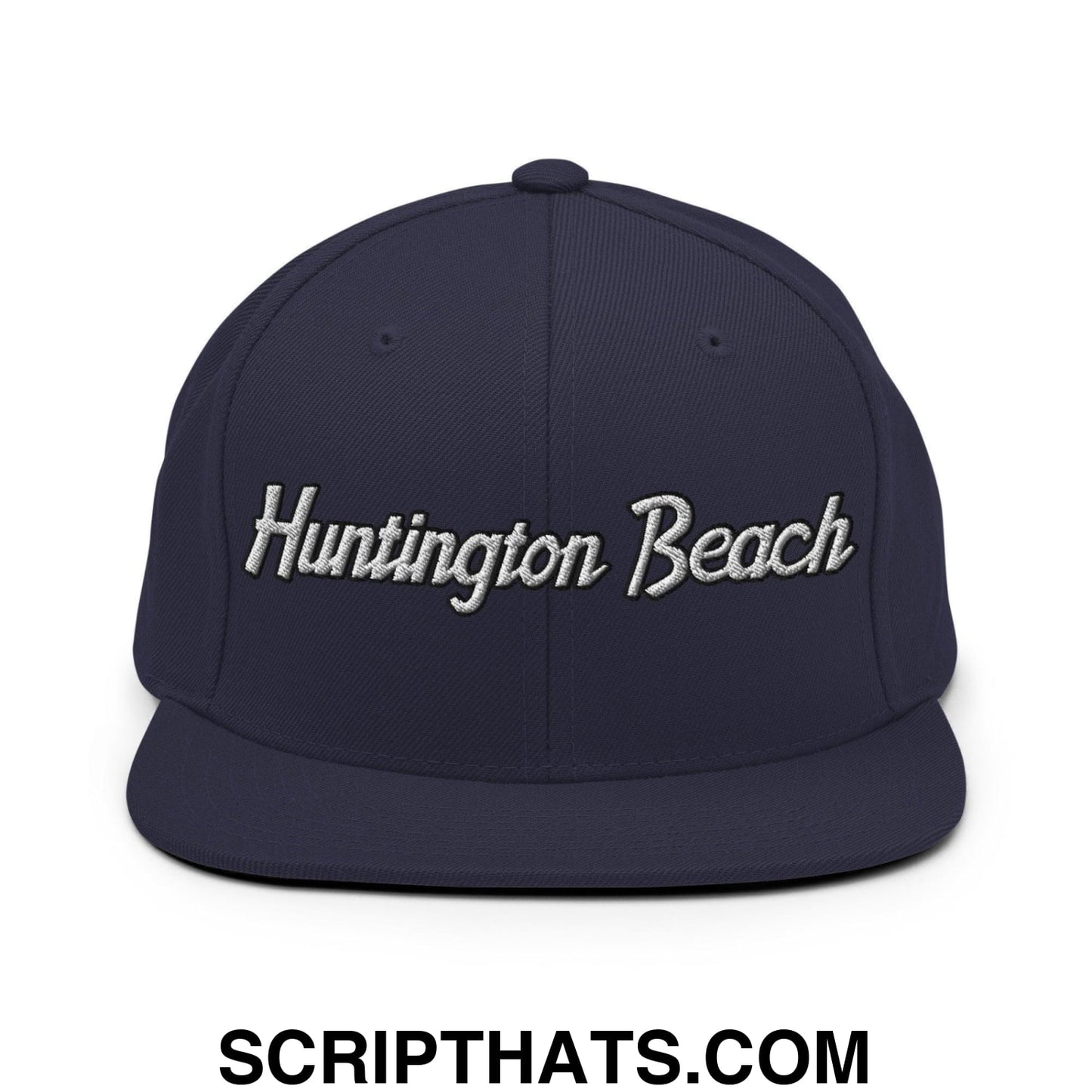Huntington Beach Script Snapback Hat Navy