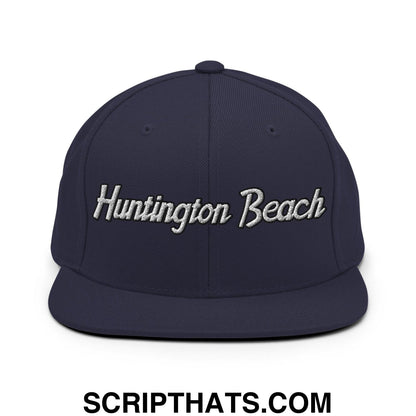 Huntington Beach Script Snapback Hat Navy